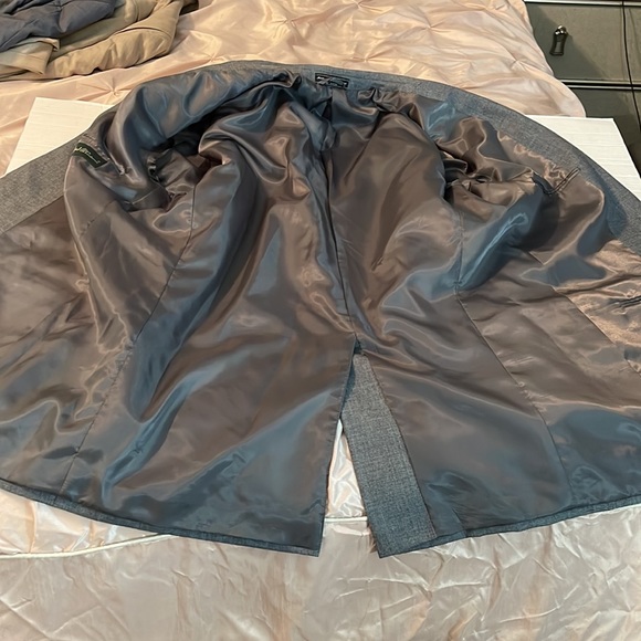 📸Bernhard Altmann Gray Men Suit Jacket Blazer Bronze Crescent Buttons 44 Long - Picture 7 of 17